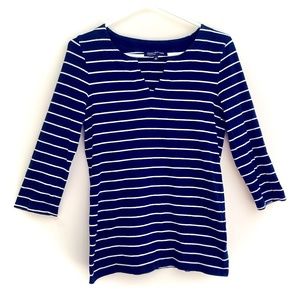 Navy and White Stripe Y Neck Breton
